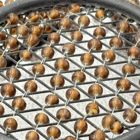 Christmas Star Basket Black Metal Wire Brown Beaded Bread Bowl Centerpiece Boho - Picture 4 of 9